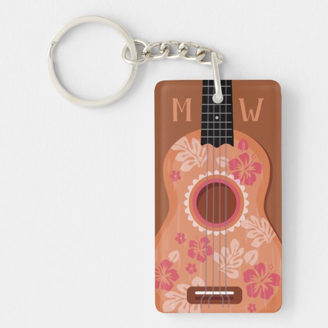 porte - clé monogramme personnalisé Ukulele (Devant)