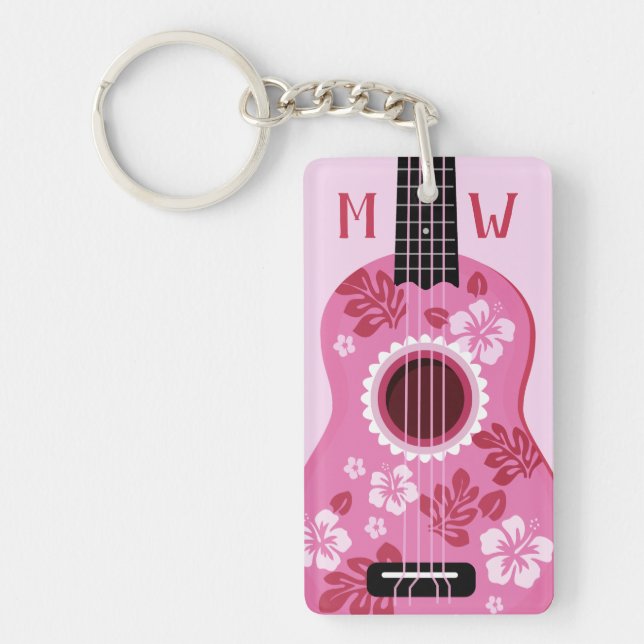 Porte - clé monogramme personnalisé Ukulele (Devant)
