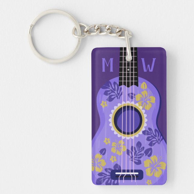 porte - clé monogramme personnalisé Ukulele (Devant)