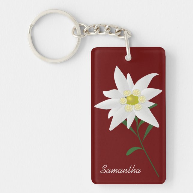 Porte - clé personnalisé blanc Edelweiss (Devant)