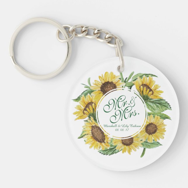 Porte - clé personnalisé de mariage de guirlande (Devant)