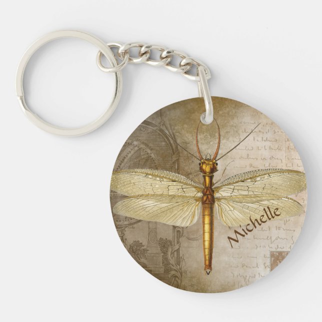 Porte - clé personnalisé Dragonfly Gold (Devant)