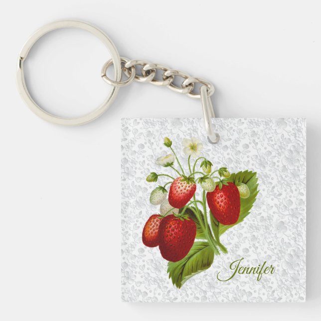 Porte - clé personnalisé fraise (Devant)