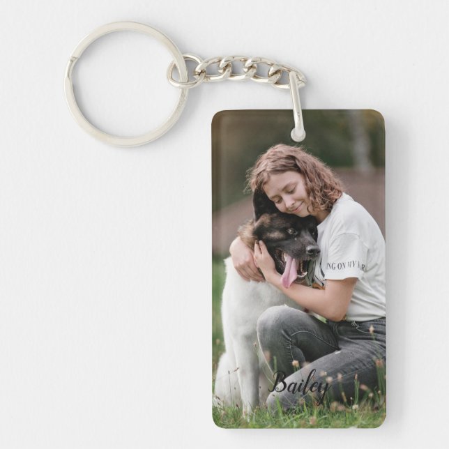 Porte - clé photo et texte customisé deux (Devant)