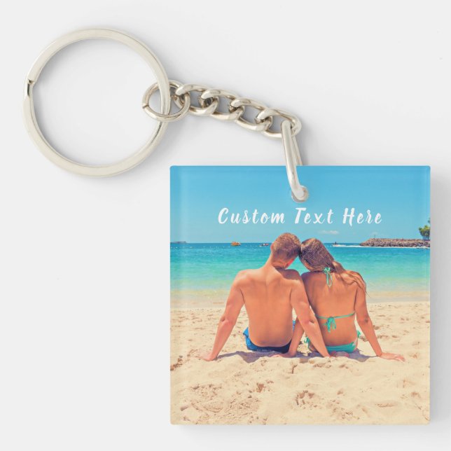 Porte - clé photo personnalisé avec texte (Devant)