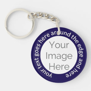 Porte - clé photo personnalisé - Texte rond sur bl