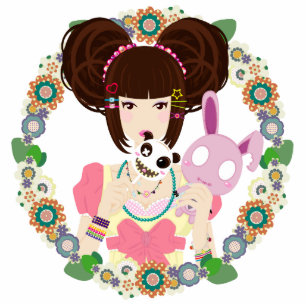 Porte-clé Photo Sculpture Fille Yuriko de Harajuku encadré