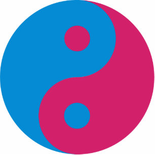 Porte-clé Photo Sculpture Harmonie colorée de Yin Yang bleue et rose