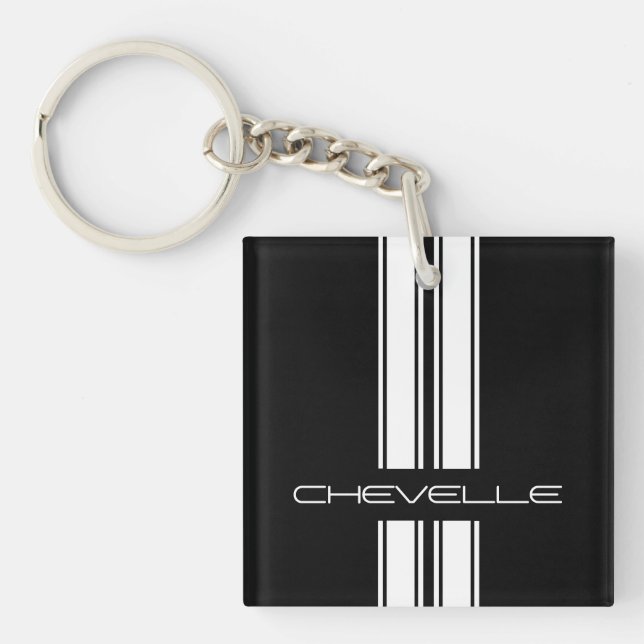Porte - clé - rayures Chevelle - duo de noir/blanc (Devant)