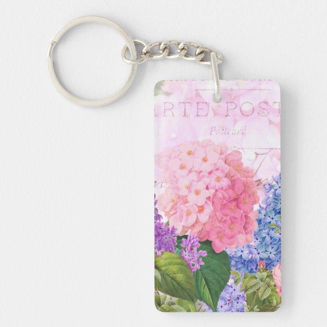 Porte - clé Rectangle Fleurs Redoute (double face) (Devant)