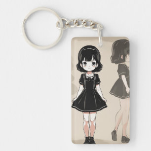 Porte - clé rétro avec petite robe noire LBD