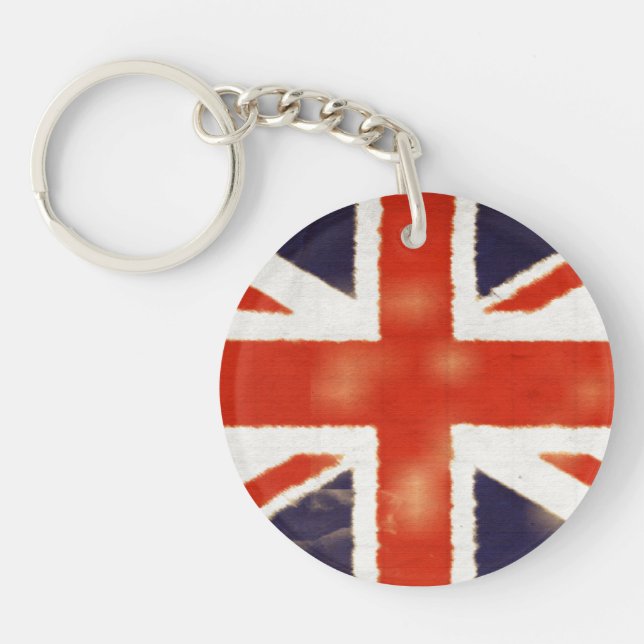 Porte - clé rond acrylique vintage d'Union Jack (Devant)