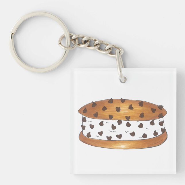 Porte - clé sandwich à la crème glacée au chocolat (Devant)