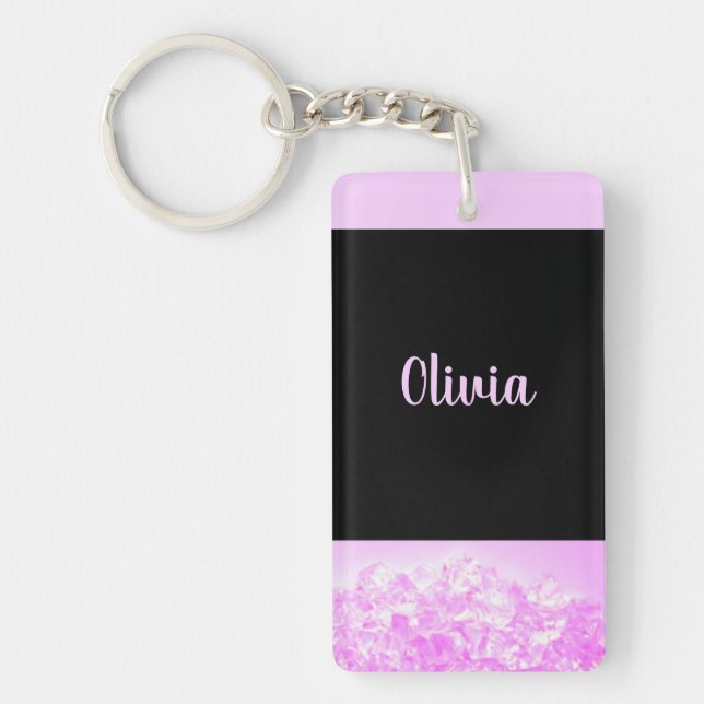 Porte - clé tendance de diamants de lavande rose (Devant)