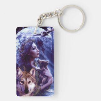 porte clef acrylique loup clair de lune