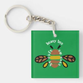 Porte-clefs Honey bee acrylique - carré vert Schlüsselanhänger