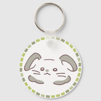 PORTE-CLÉS カラフルタイル模様＆ふわふわうさぎ
