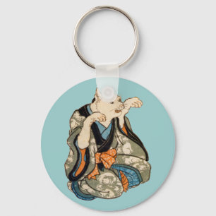 Porte-clés 着 物 猫 の, 芳 Kimono Cat, Yoshifuji, Ukiyo-e, 藤