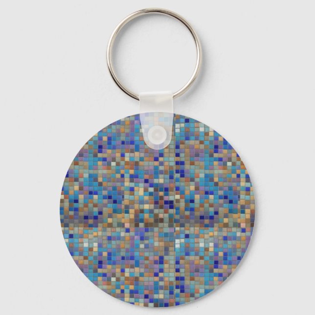 PORTE-CLÉS 青色中心のモザイク柄 (Recto)