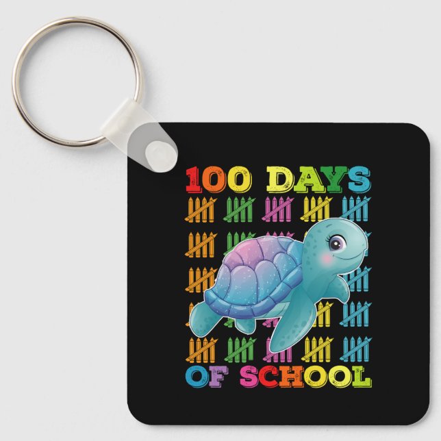 Porte-clés 100 Jours D'école Tortue Enseignant Élève (Recto)