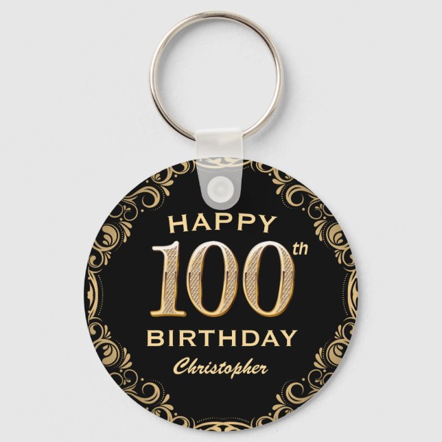 Porte-clés 100e anniversaire de la Parties scintillant Noir e (Recto)