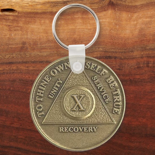 Porte-clés 10 ans NOM PERSONNALISÉ Médaille Sober (Recto)