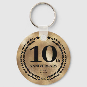 Porte-clés 10e anniversaire d'affaires commémoratif or