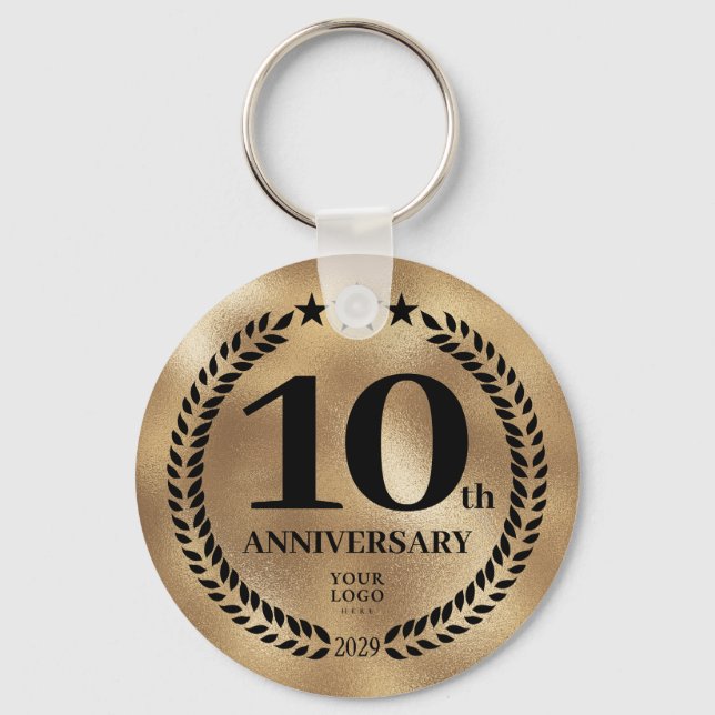 Porte-clés 10e anniversaire d'affaires commémoratif or (Recto)