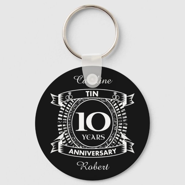 Porte-clés 10e anniversaire du mariage étain (Recto)