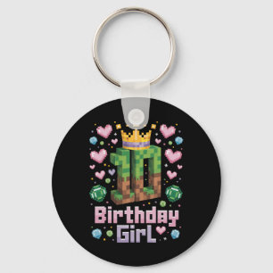 Porte-clés 10e anniversaire fille chemise jeu Pixel Party 10 