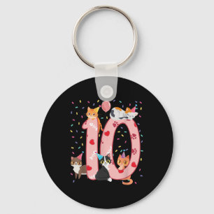 Porte-clés 10e anniversaire fille mignonne tenue de chat 10 a