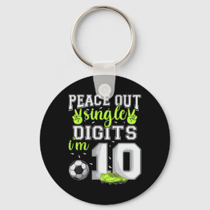 Porte-clés 10e anniversaire garçons football Peace Out chiffr