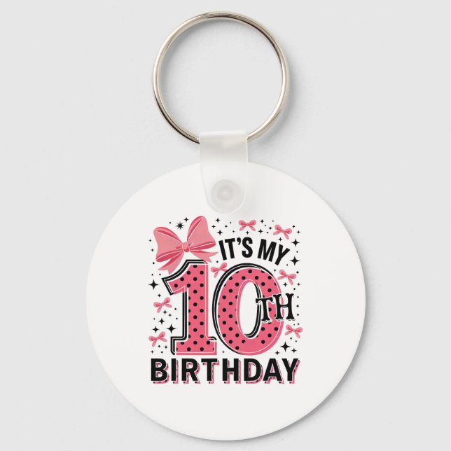 Porte-clés 10e Coquette Anniversaire Fille 10 ans Coqu (Recto)