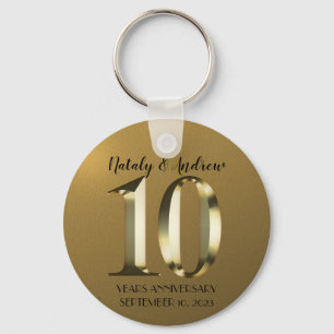 Porte-clés 10e Mariage d'or métallique