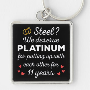 Porte-clés 11e anniversaire Mariage I - Steel Funny Couple