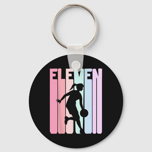 Porte-clés 11e anniversaire Retro Bysketbyll Joueur 11 ans (Recto)