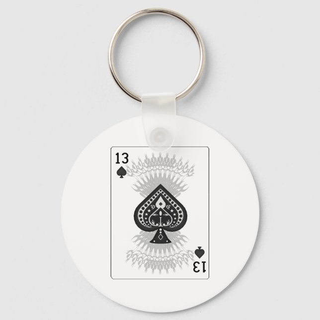 Porte-clés 13 de pique : Carte de jeu : (Recto)
