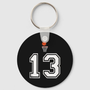Porte-clés 13 Nombre Style de basket-ball Débardeur blanc Vin
