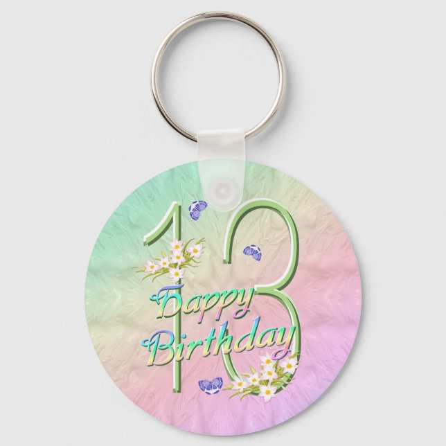 Porte-clés 13e anniversaire papillon Porte - clé de jardin (Recto)