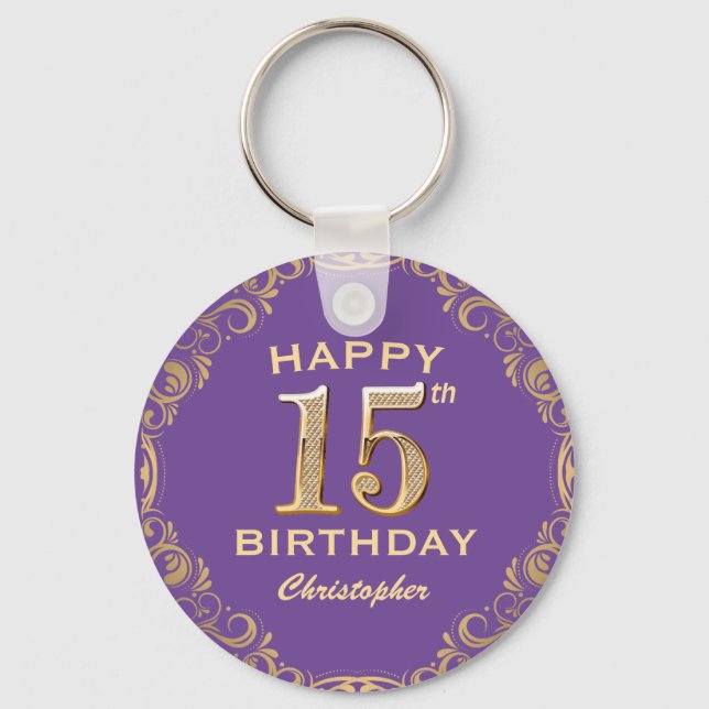 Porte-clés 15e anniversaire de la fête violet et Parties scin (Recto)