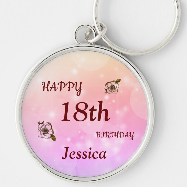 Porte-clés 18e anniversaire joyeux Personnalisé (Devant)