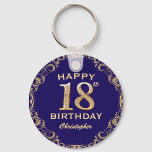 Porte-clés 18e anniversaire Parties scintillant marine bleu e