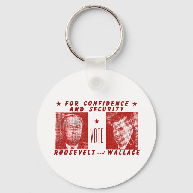 Porte-clés 1940 Vote Roosevelt + Wallace, rouge (Recto)
