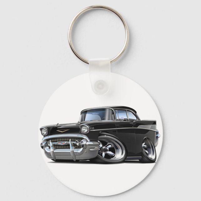 Porte-clés 1957 Chevy Belair Black Hot Rod (Recto)