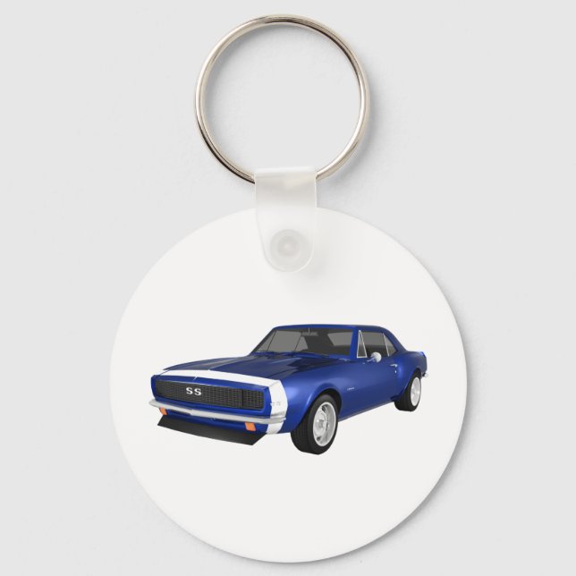 Porte-clés 1967 Camaro SS : Finition bleue : modèle 3D : (Recto)