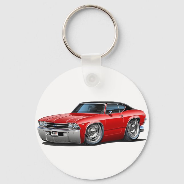 Porte-clés 1969 Chevelle Red-Black Top Car (Recto)
