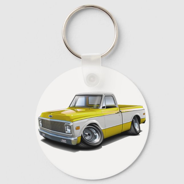 Porte-clés 1970-72 Camion Chevy C10 jaune-blanc (Recto)