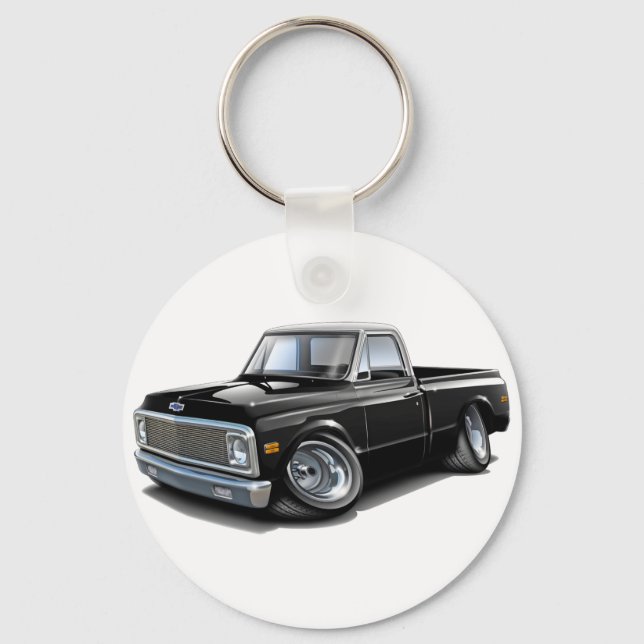 Porte-clés 1970-72 Camion Chevy C10 noir-blanc haut (Recto)