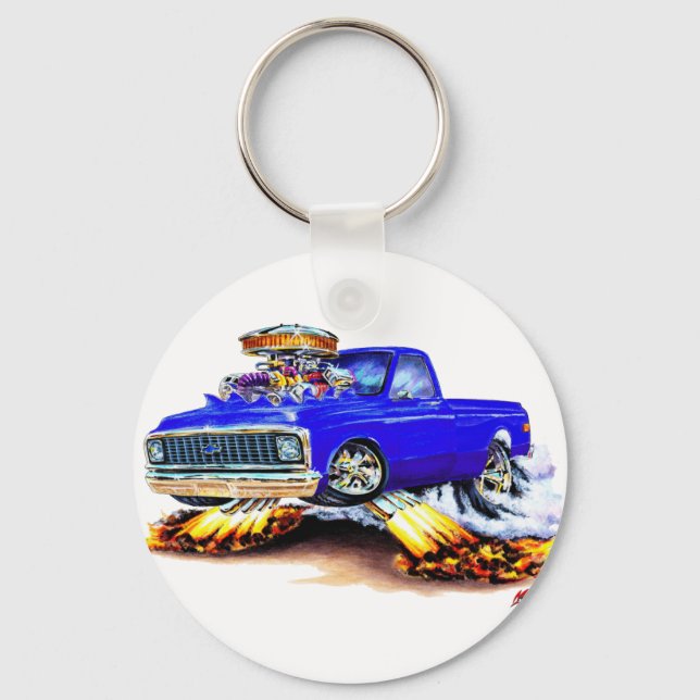 Porte-clés 1970-72 Chevy C10 Bleu Lit Longé (Recto)