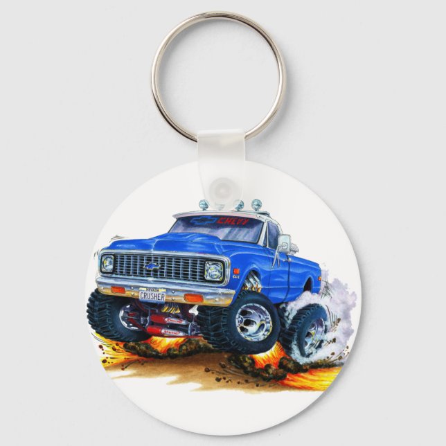 Porte-clés 1970-72 Chevy CK1500 Blue Truck (Recto)